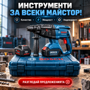 Акумулаторен Перфоратор BOSCH Professional | Безчетков | 2x Батерии 36V